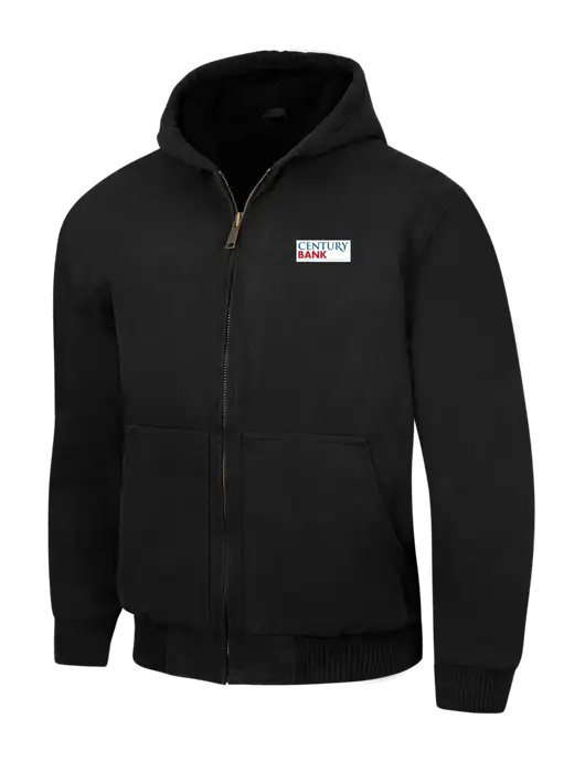 CornerStone® Black Washed Duck Cloth Insulated Hooded Work Jacket w