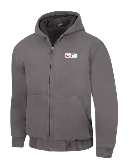 CornerStone® Medium Grey Washed Duck Cloth Insulated Hooded Work Jacket